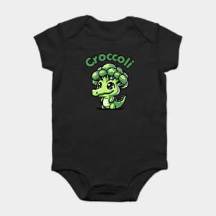 Croccoli T-Shirt: Kawaii Crocodile with Broccoli Head - Cute Pun Tee Baby Bodysuit